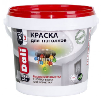 Dali краска для потолков акриловая глубокоматовая, белый (0,9л)
