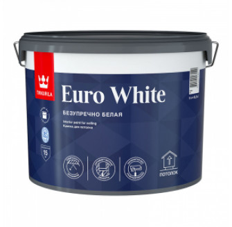 TIKKURILA EURO WHITE Безупречный потолок, краска для потолка, глубокоматовая, белая (2,7л)