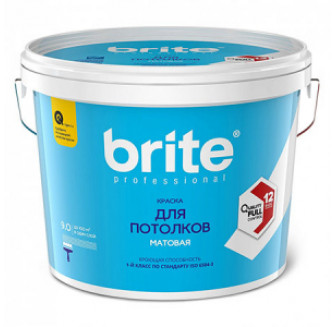 BRITE PROFESSIONAL краска для потолка супербелая матовая, база А (9л)