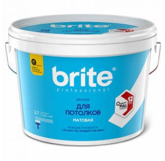 BRITE PROFESSIONAL краска для потолка супербелая матовая, база А (2,7л)