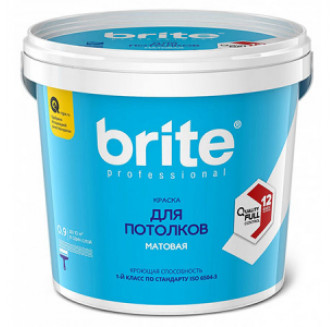BRITE PROFESSIONAL краска для потолка супербелая матовая, база А (0,9л)