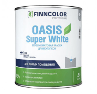 FINNCOLOR OASIS SUPER WHITE краска для потолков супербелая, глубокоматовая (0,9л)