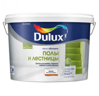 DULUX ЛЕГКО ОБНОВИТЬ ПОЛЫ И ЛЕСТНИЦЫ краска грунт для пола полуглянцевая, база BW (9л)