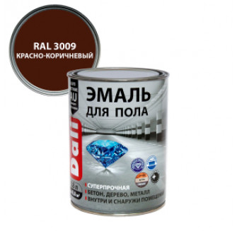 Dali Эмаль для пола алкидно-уретановая моющаяся, красно-коричневый RAL 3009 (0,8л)