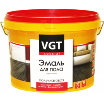 VGT ВД-АК-1179 ПРОФИ ЭМАЛЬ ДЛЯ ПОЛА по дереву и бетону акриловая, полуматовая, база А, белая (10кг)